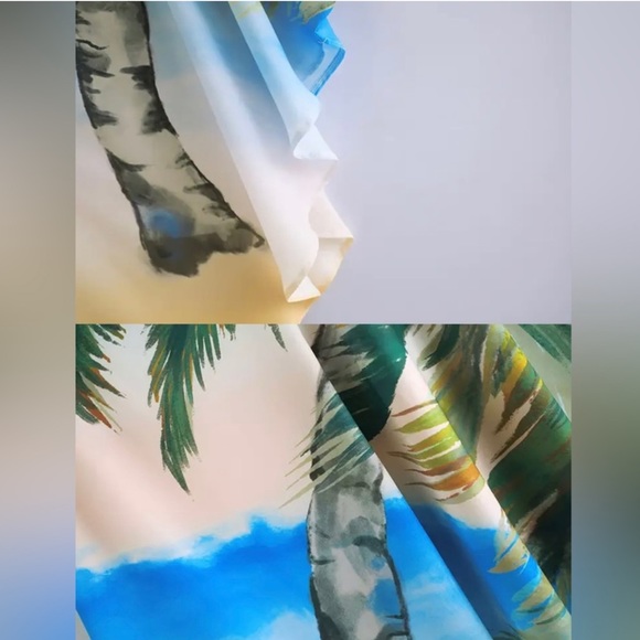 Palm Beach Aqua Luxury Asymmetrical Kimono Dress, One Arm Boat Neck Coverup - Picture 12 of 12